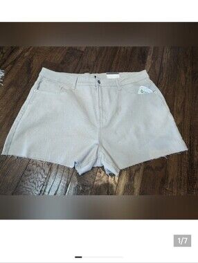 Jean shorts high waisted, slim leg cream, plus size 18 George Brand